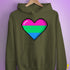 Polysexual Pride Pixel Heart Hoodie - Army